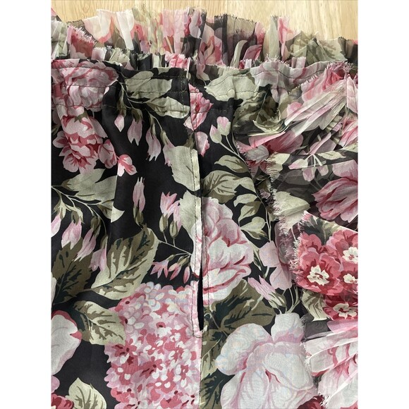 P.A.R.O.S.H. Floral Ruffle Top Shirt Sleeveless Round Collar Black Pink Sz Small - Picture 8 of 10